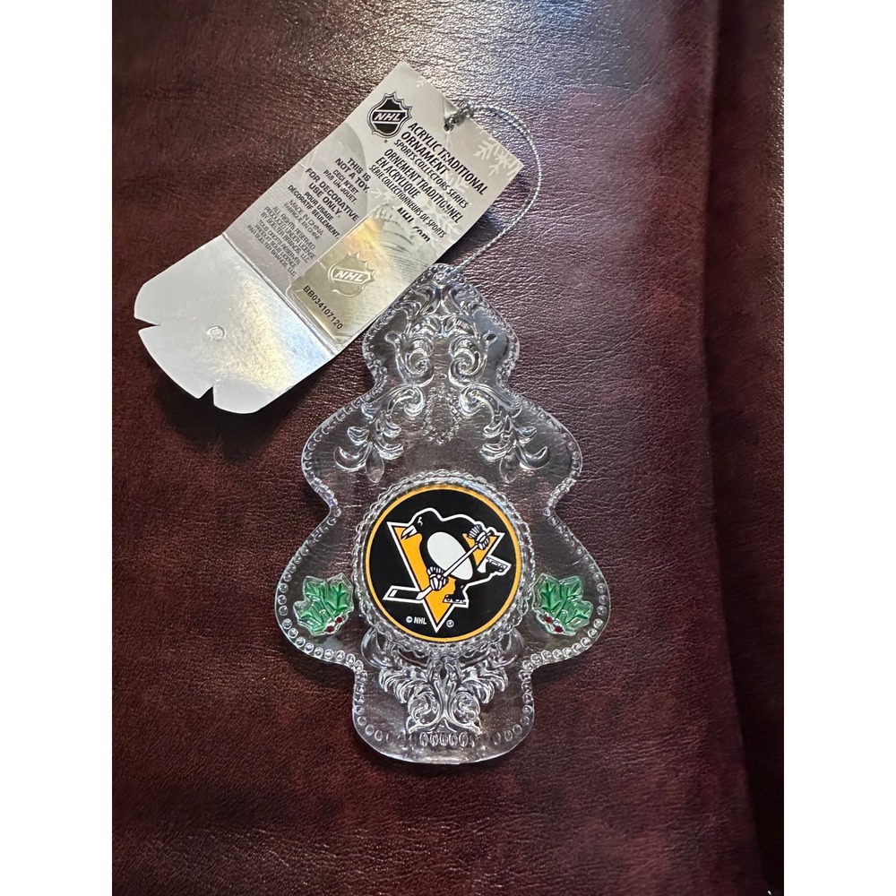 NHL Pittsburgh Penguins Acrylic Traditional Christmas Tree Ornament Topperscot